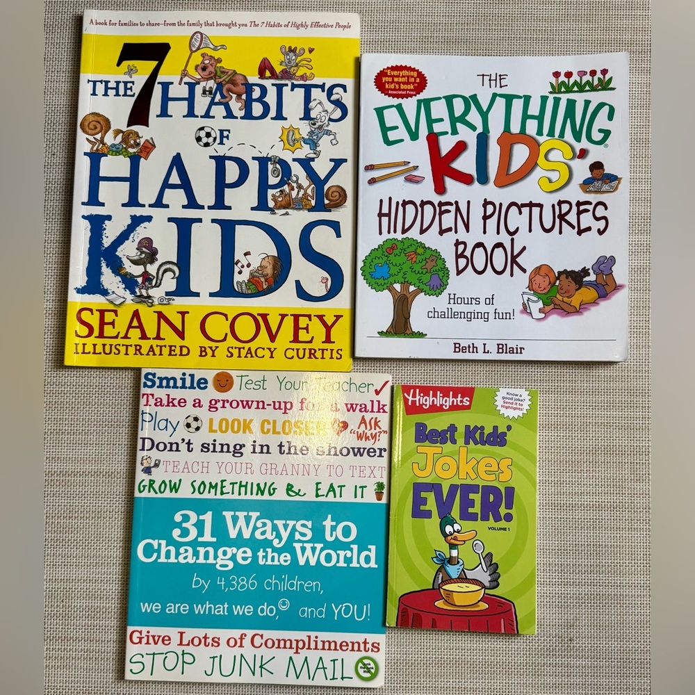 The 7 Habits of Happy Kids and 3 other books - gently used
